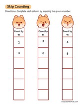 Skip count in twos worksheet pdf